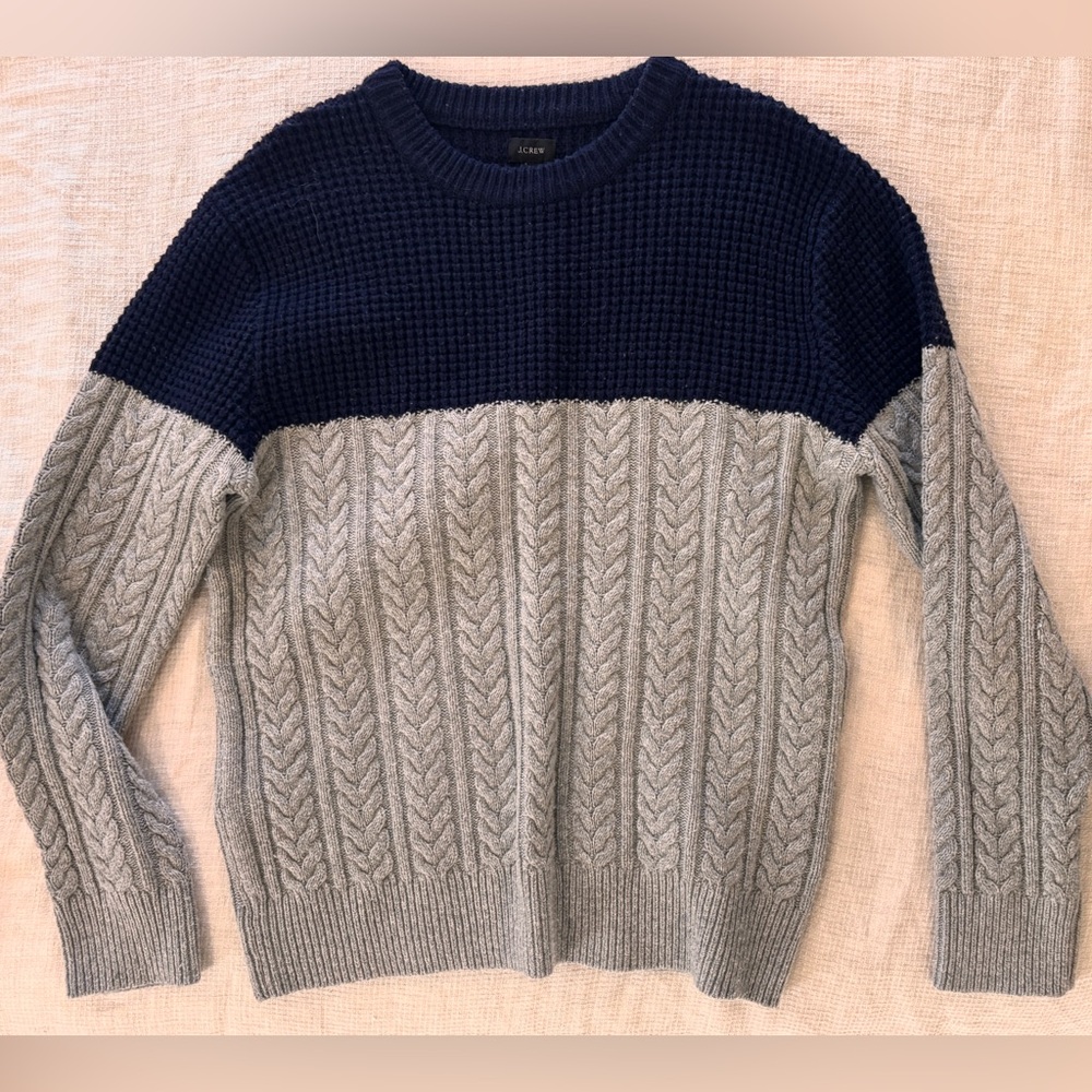 Men's Jcrew Navy and Gray Sweater